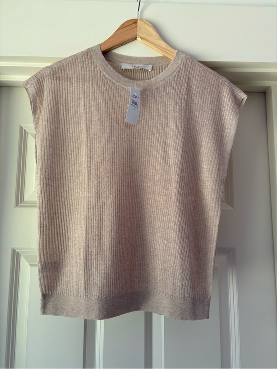LOFT Tops - Camel Shimmer Ribbed Sleeveless Knit Top with under camisole